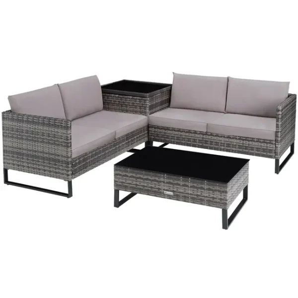 TECTAKE Rattan Lounge para 4 pessoas