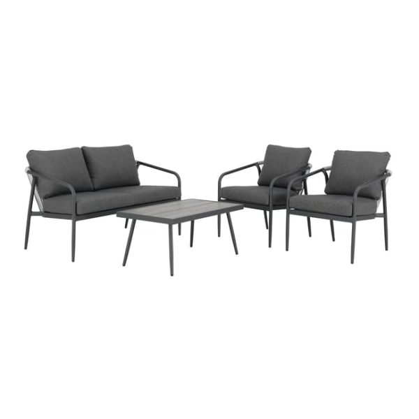 Conjunto jardim relax sofás e 1 mesa alumínio cinzento escuro Talmo Naterial