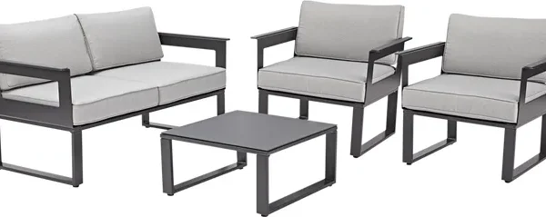 Conjunto jardim relax mesa e cadeira alumínio cinzento Odyssea Naterial