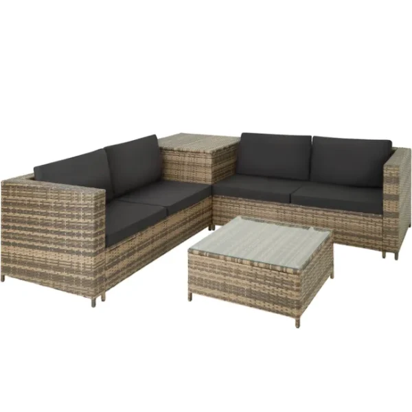 TECTAKE Rattan Lounge para 4 pessoas
