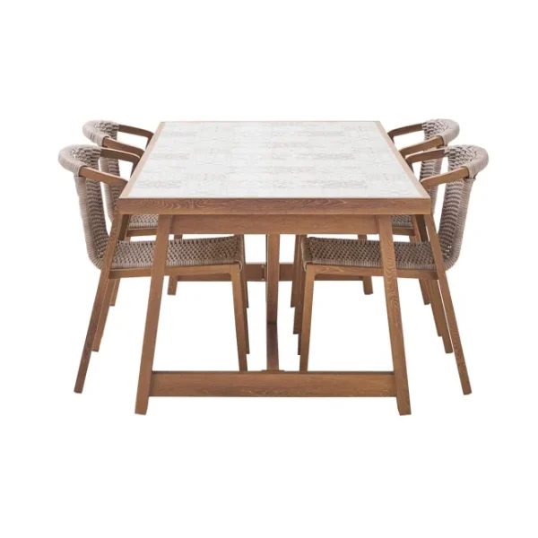 Mesa fixa imitação madeira com tampo cerâmico 187x96 cm Naterial Gaia