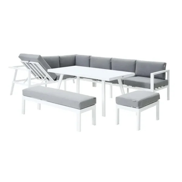 Conjunto refeição modular de canto em alumínio branco Naterial Naxos II